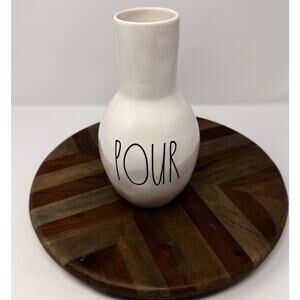 Rae Dunn By Magenta White Ceramic POUR Carafe Pitcher Farmhouse Bedside Country